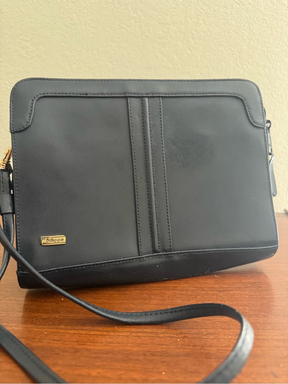 Vintage Phillipe Black Leather Purse 1980s 1990s